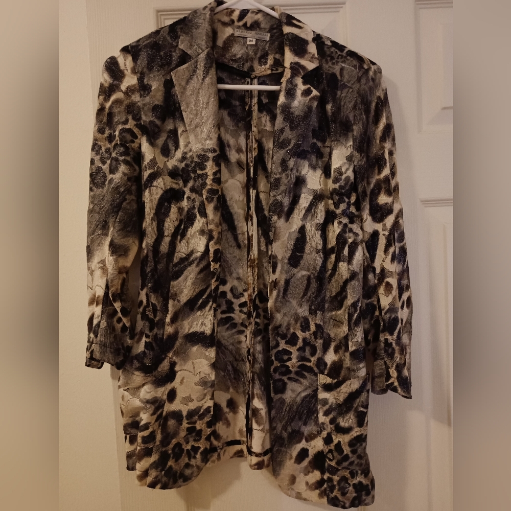 Alberto Makali Fitted Lace Animal Print Blazer